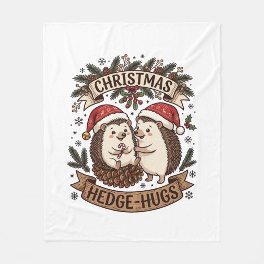 Weihnachten Hecke Umarme Igel Weihnachtsmann Hüte  Fleecedecke (Vorderseite)