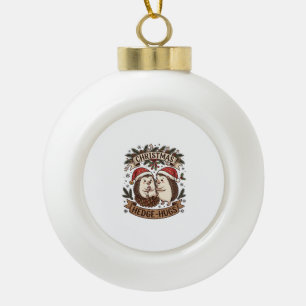 Weihnachten Hecke Umarme Igel Weihnachtsmann Hüte Keramik Kugel-Ornament