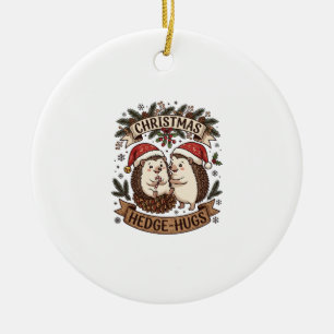 Weihnachten Hecke Umarme Igel Weihnachtsmann Hüte  Keramik Ornament