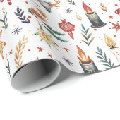 Weihnachten, Heide, Nordic, Solstiz, Winter, Weihn Geschenkpapier (Rolleneckpunkt)