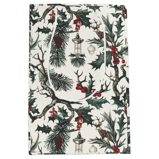 Weihnachten, Heide, Nordic, Solstiz, Winter, Weihn Mittlere Geschenktüte (Vorderseite)