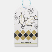 Weihnachten, heilig, schwarz und goldfarben Streif Geschenkanhänger (Vorderseite)