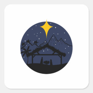 Weihnachten Heilige Familie Quadratischer Aufkleber