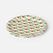 Weihnachten Heilige Feierliche Grüne Rote Berries Pappteller (Schrägansicht)