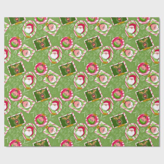 Weihnachten - Helfer von Red & Green Santa's Geschenkpapier (Flach)