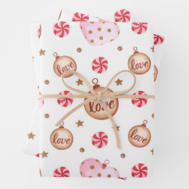 Weihnachten Hellrosa Herzdekoration mit Liebe Wrap Geschenkpapier Set