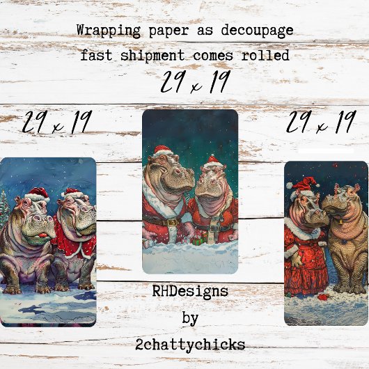 Weihnachten Herr & Mrs. Hippo Decoupage Geschenkpapier Set