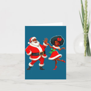Weihnachten Herr Santa Frau Claus Tanzend Afroamer Karte