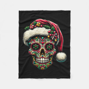 Weihnachten Herren Zucker-Schädel-Santa-Hut Tag De Fleecedecke
