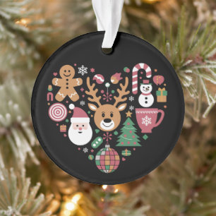 Weihnachten Herz Liebe Icons Feiertage Xmas Santa Ornament