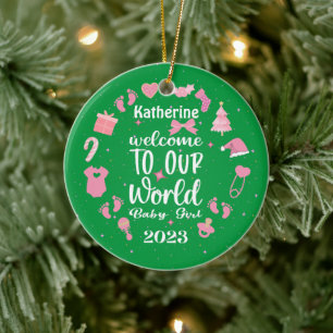 Weihnachten Herzlich willkommen in unserem Baby-Mä Keramik Ornament