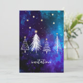 Weihnachten Himmel, Blau, Weiß, Sterne, Party Einladung (Stehend Vorderseite)