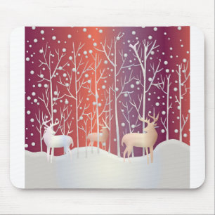 Weihnachten Hintergrund Deer Snow Snowflake Bokeh Mousepad