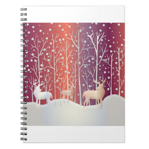 Weihnachten Hintergrund Deer Snow Snowflake Bokeh Notizblock