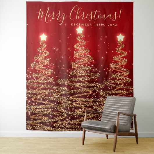 Weihnachten Hintergrund Gold Rot Frohe Weihnachtsb Wandteppich (Beispiel)