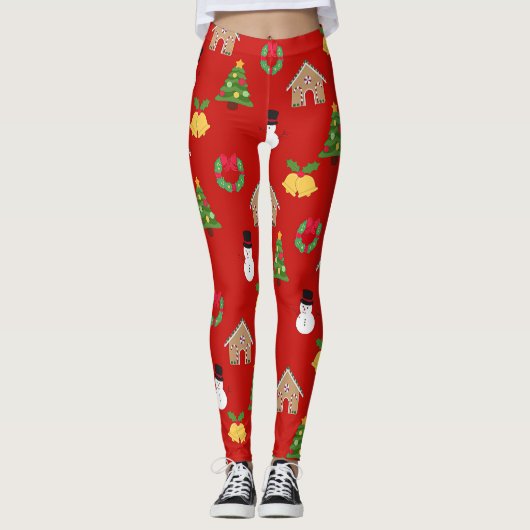 Weihnachten Hintergrundgeschenke mit Hintergrundbi Leggings (Vorderseite)
