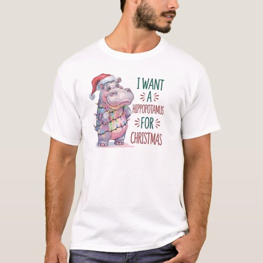 Weihnachten Hippopotamus Funny T-Shirt (Vorderseite)