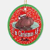 Weihnachten Hippopotamus in der Weihnachtsmannmütz Keramik Ornament (Links)