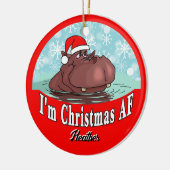 Weihnachten Hippopotamus in der Weihnachtsmannmütz Keramik Ornament (Links)