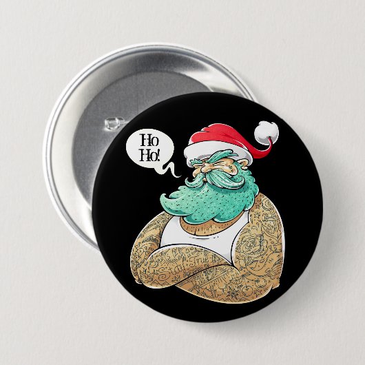 Weihnachten Hipsta Santa Claus Button (Vorne & Hinten)