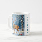 Weihnachten Hirsch Festlicher Winterwald Personali Kaffeetasse (Vorderseite Links)