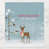 Weihnachten Hirsch - glückliche Feiertage Weinetikett (Einzelnes Label)