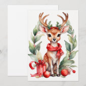 Weihnachten Hirsch in Rotem Scarf Ferienkarte (Vorne/Hinten)