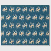 Weihnachten Hirsch in Schneeflocken Geschenkpapier (Flach)