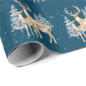 Weihnachten Hirsch in Schneeflocken Geschenkpapier (Rolleneckpunkt)