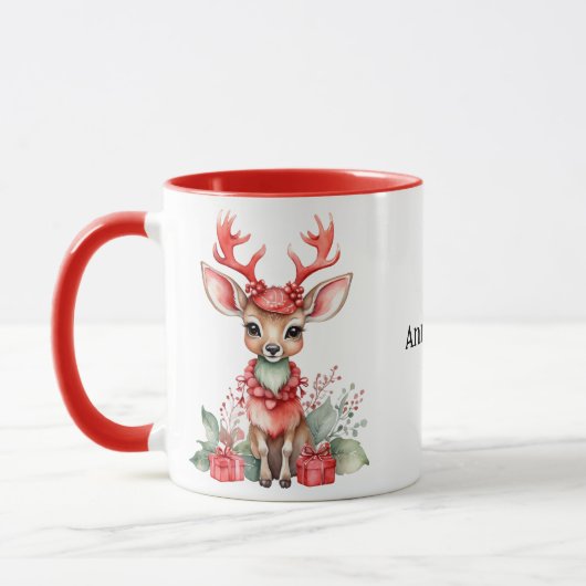 Weihnachten Hirsch mit Roter Skarbe Tasse (Links)