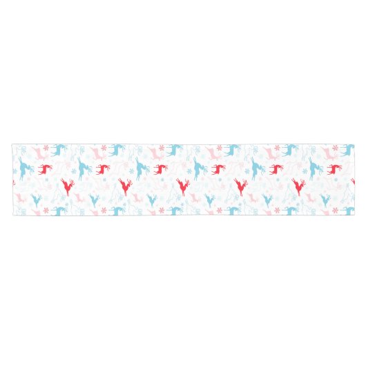 Weihnachten Hirsch Muster Blue Red White Nordic Kurzer Tischläufer (Horizontal)