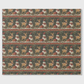 Weihnachten Hirsch Snowman Snowy Forest Geschenke Geschenkpapier (Flach)