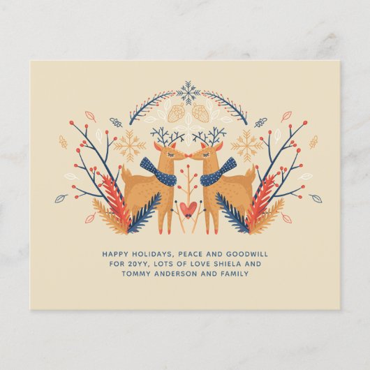 Weihnachten Hirsch Stags Skandinavische Volkskunst (Vorderseite)