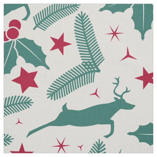 Weihnachten Hirsch Weihnachten Holly Pattern Stoff (Muster)