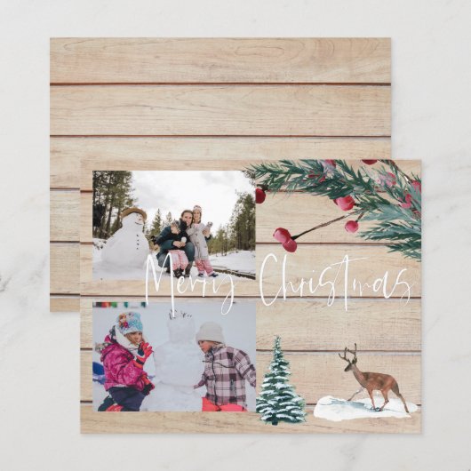 Weihnachten Hirsch Winter Multi-Foto (Vorne/Hinten)