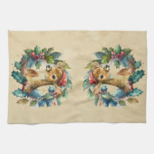 Weihnachten Hirsch Winter Wasserfarbe Tier Geschirrtuch (Horizontal)