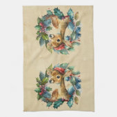 Weihnachten Hirsch Winter Wasserfarbe Tier Geschirrtuch (Vertikal)
