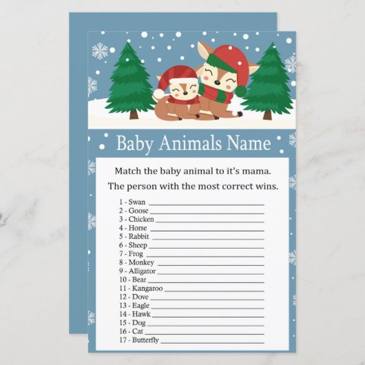Weihnachten Hirsche Baby Tiere Name Spiel Babydusc (Vorne/Hinten)
