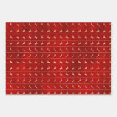 Weihnachten Hirsche Streifen Muster Red Gold Geschenkpapier Set (Vorderseite)