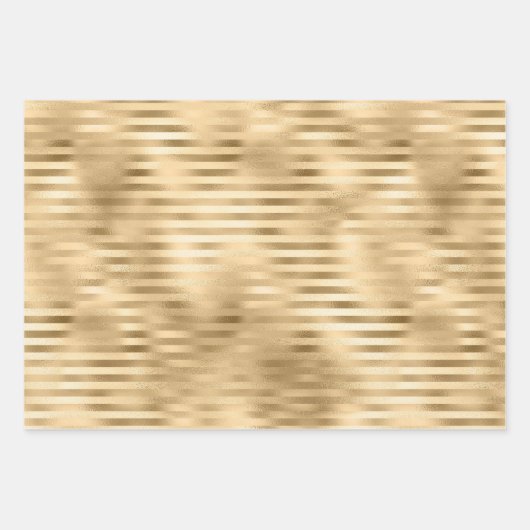 Weihnachten Hirsche Streifen Muster Red Gold Geschenkpapier Set (Vorderseite 3)