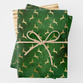 Weihnachten Hirschmuster Grün Gold Geschenkpapier Set (Beispiel)