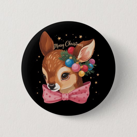 Weihnachten Hirschschwanz Retro Hirsche Vintager U Button (Vorderseite)