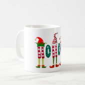 Weihnachten HO HO HO elf, Weihnachtselfen Geschenk Kaffeetasse (Vorderseite Links)