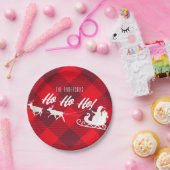 Weihnachten Ho Ho Ho Ho! Santa Red Buffalo Kariert Pappteller (Party)
