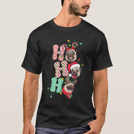 Weihnachten Ho Ho Ho Mops Hund für Hunde Weihnacht T-Shirt (Vorderseite)