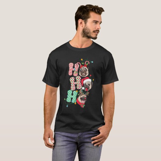 Weihnachten Ho Ho Ho Mops Hund für Hunde Weihnacht T-Shirt (Vorne ganz)