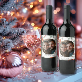 Weihnachten Hochzeit mit romantischem Bild Weinetikett