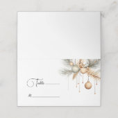 Weihnachten Hochzeit Moderne Elegante Winter Platzkarte (Außenseite Aufgefaltet)