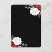 Weihnachten Hochzeit Schwarze Flora Gastinformatio Begleitkarte (Rückseite)