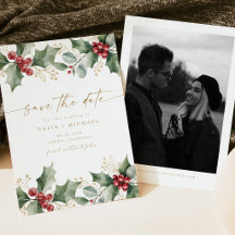 Weihnachten Hochzeit Stechpalme Save the Date